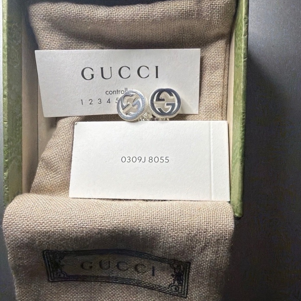 Gucci Interlocking G Logo Earrings 925 Sterling Silver – New in Box with Tags